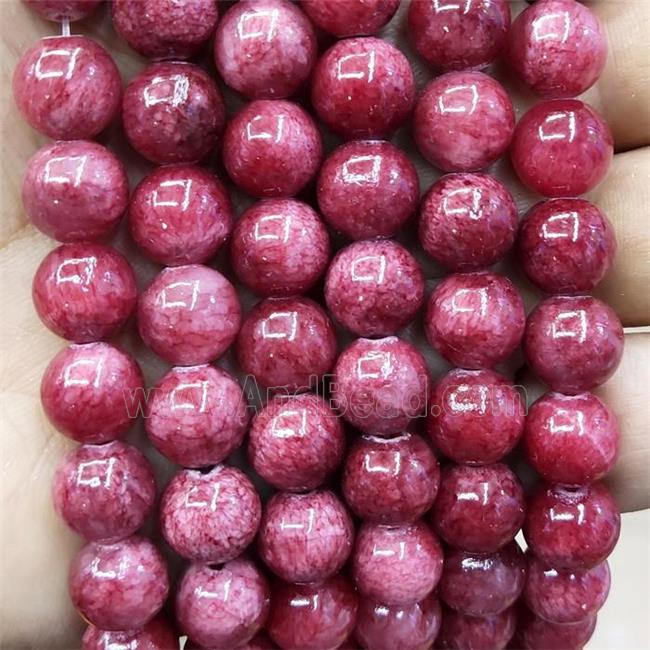 Natural Honey Jade Beads Red Dye Smooth Round