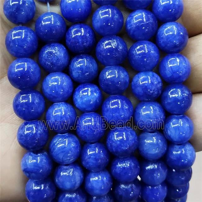 Natural Honey Jade Beads Royalblue Dye Smooth Round