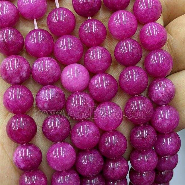 Red Spong Jade Beads Dye Smooth Round
