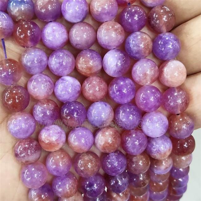 Jade Beads Red Purple Dye Smooth Round