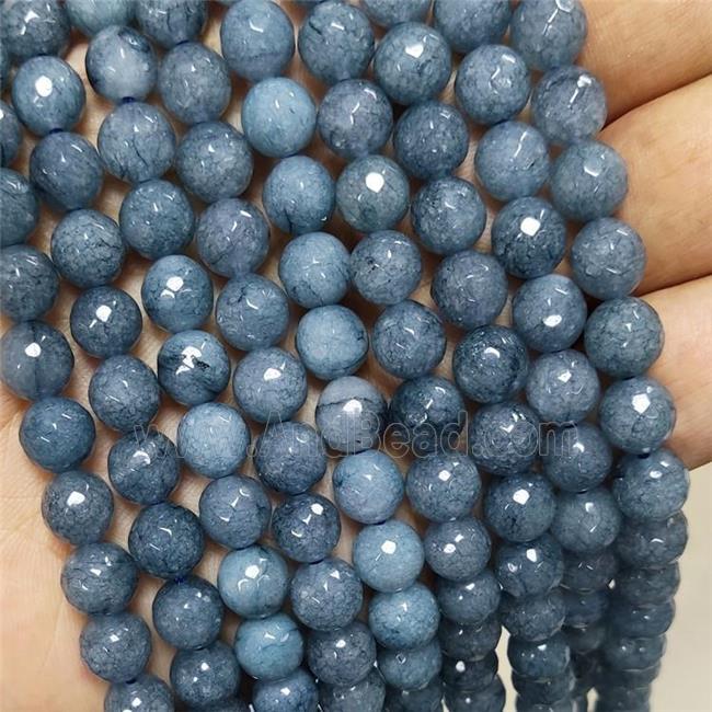 Grayblue Jade Beads Faceted Round Dye