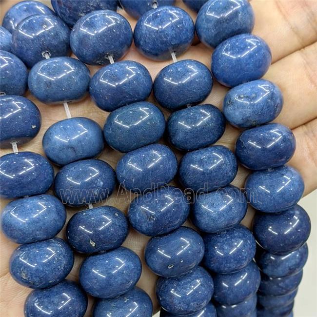 Natural Jade Beads Smooth Rondelle Blue Dye