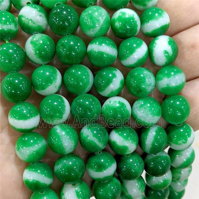 Natural Jade Beads Green Dye Smooth Round
