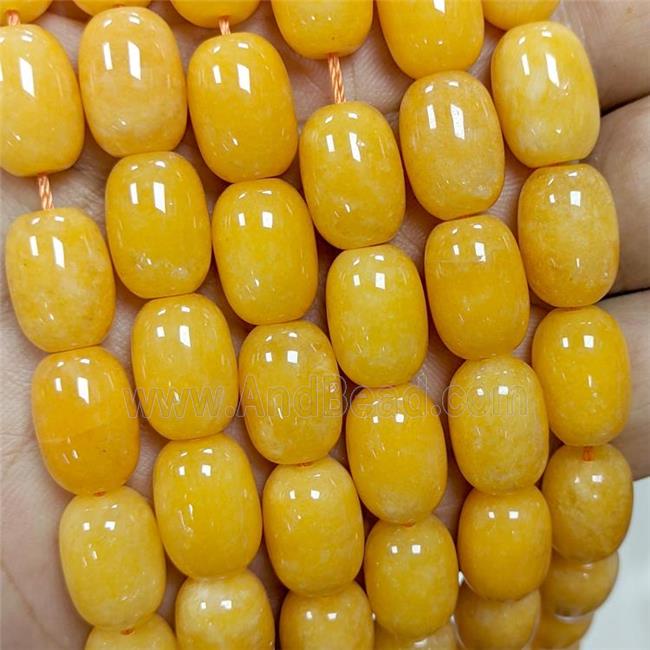 Sponge Jade Barrel Beads Yellow Dye