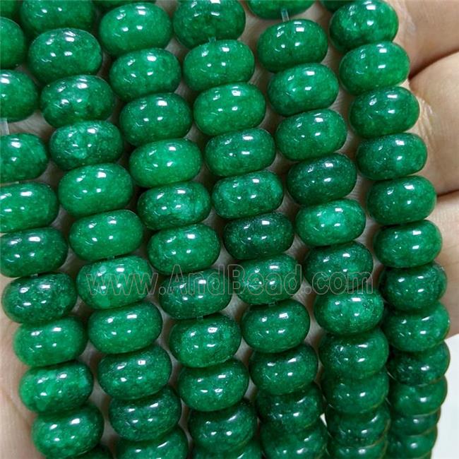 Sponge Jade Rondelle Beads Smooth Green Dye