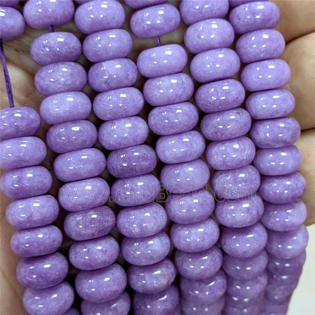 Sponge Jade Rondelle Beads Smooth Puprle Dye