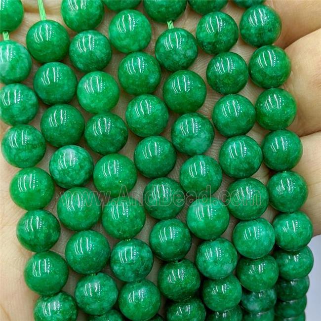 Sponge Jade Beads Green Dye Smooth Round