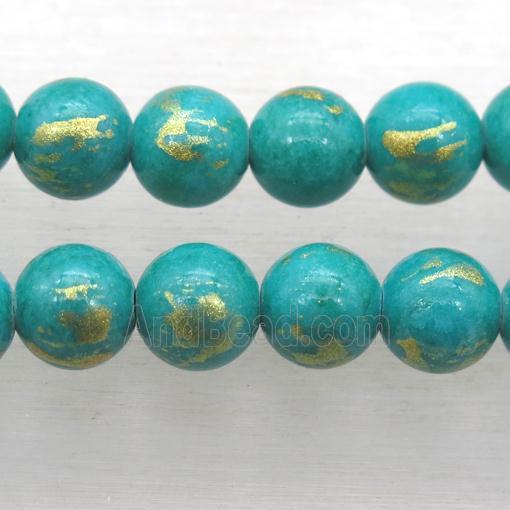 peacockgreen JinShan Jade round beads