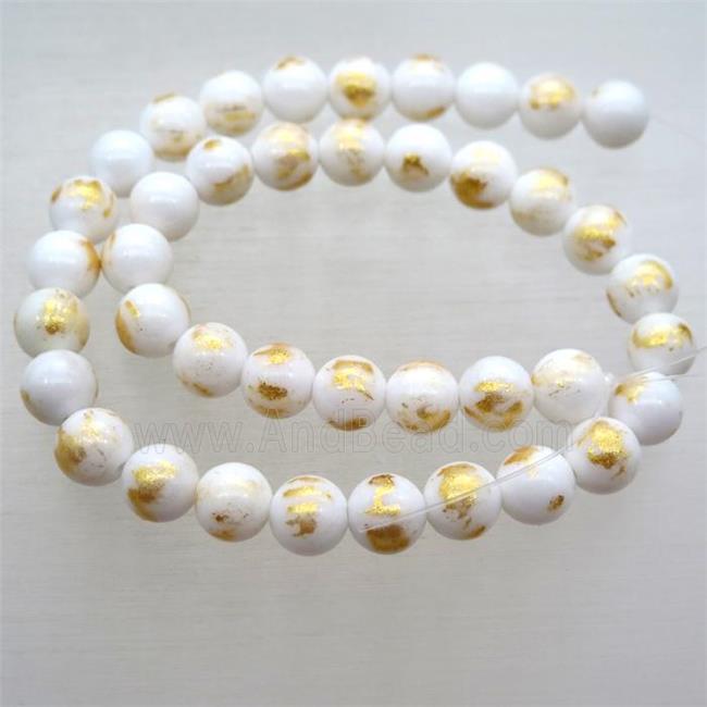 white JinShan Jade round beads