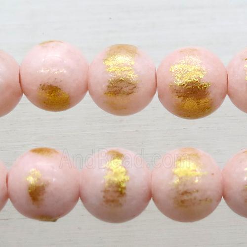 round pink JinShan Jade beads