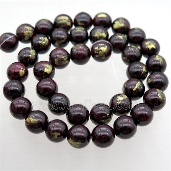 round JinShan Jade beads, darkred