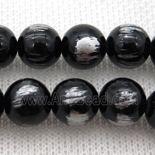round black Silvery Jade Beads