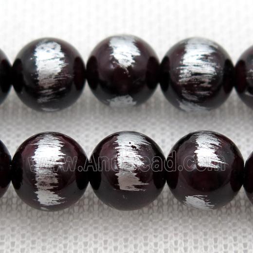round darkred Silvery Jade Beads