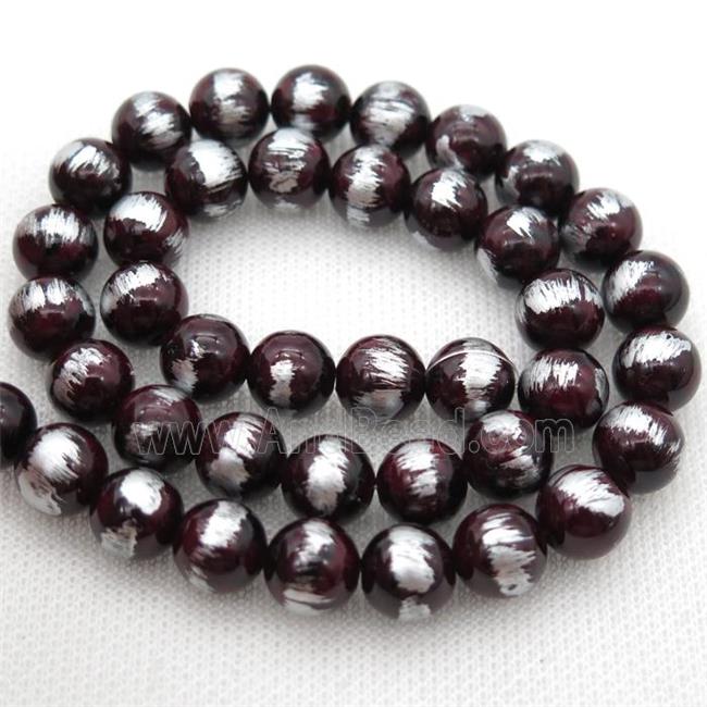 round darkred Silvery Jade Beads