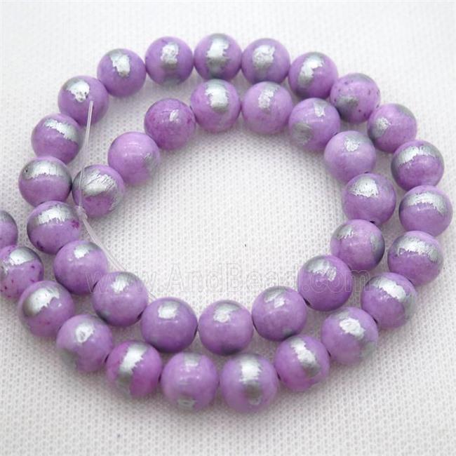 round lavender Silvery Jade Beads