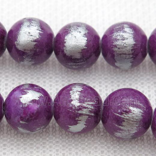 round purple Silvery Jade Beads