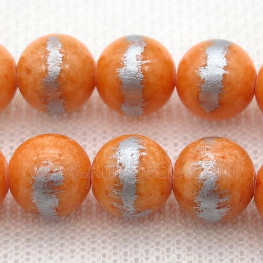 round nacarat Silvery Jade Beads