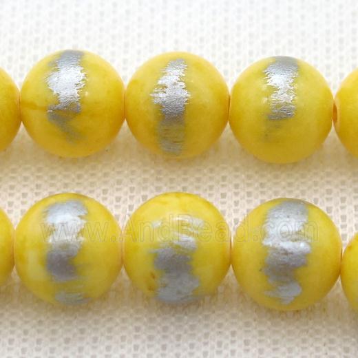 round yellow Silvery Jade Beads