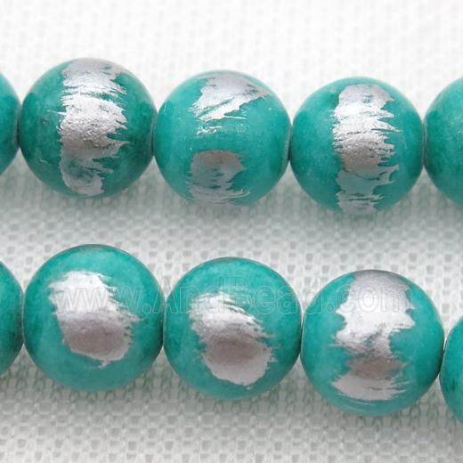 round green Silvery Jade Beads