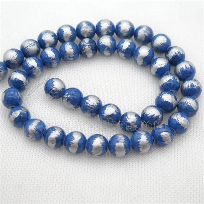 round blue Silvery Jade Beads