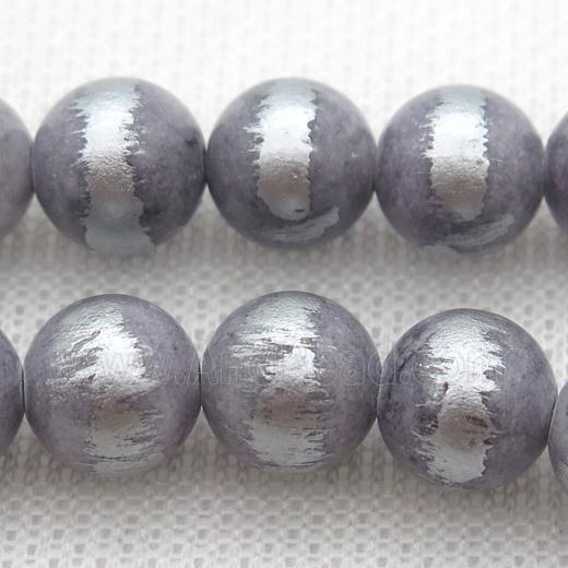 round gray Silvery Jade Beads