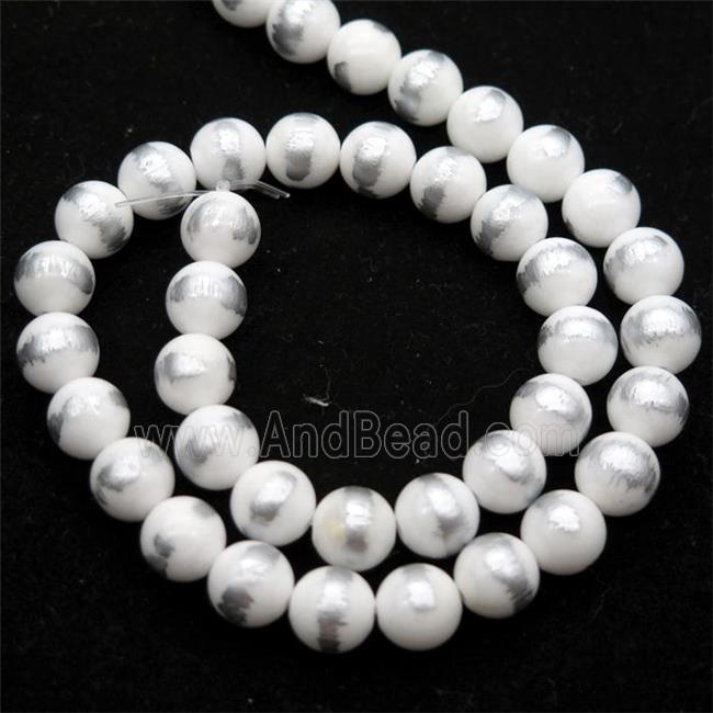 round white Silvery Jade Beads