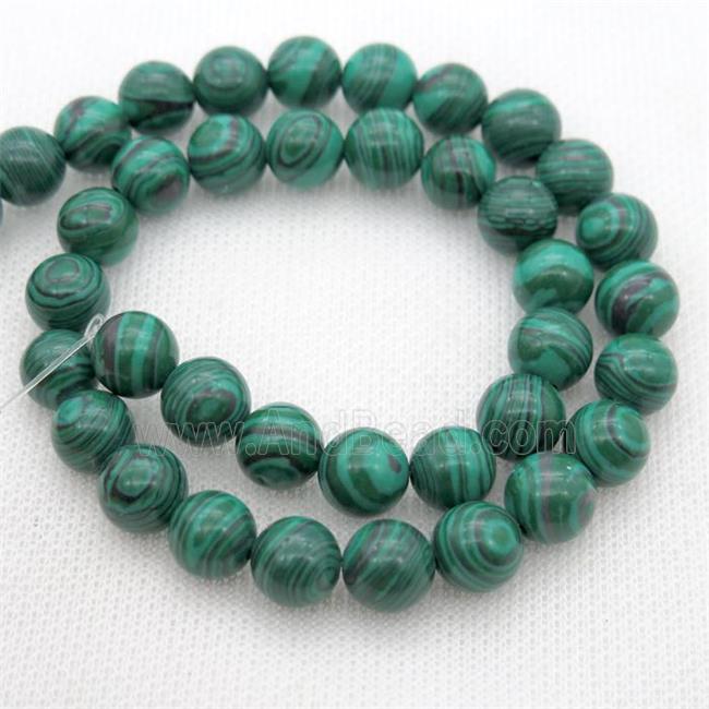 green Synthetic Malachite beads, round