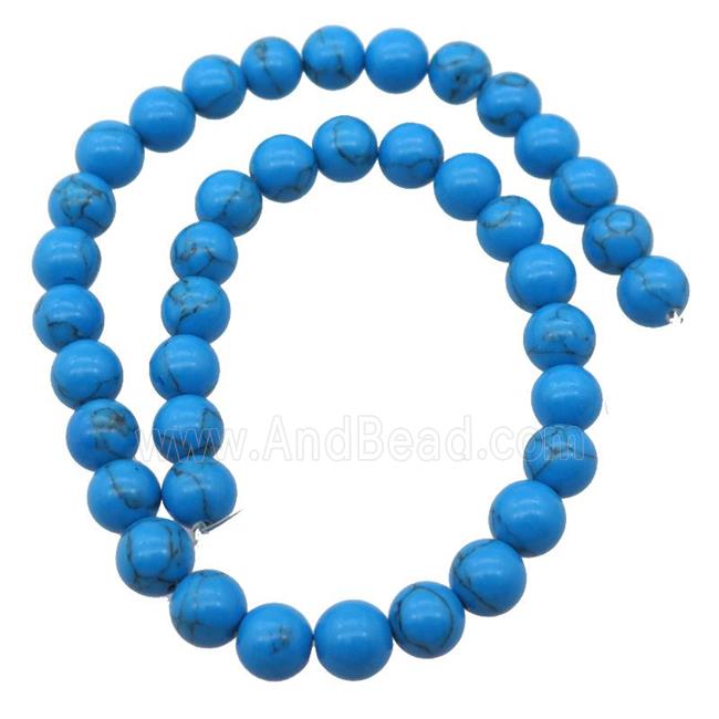 round synthetic Turquoise beads, blue