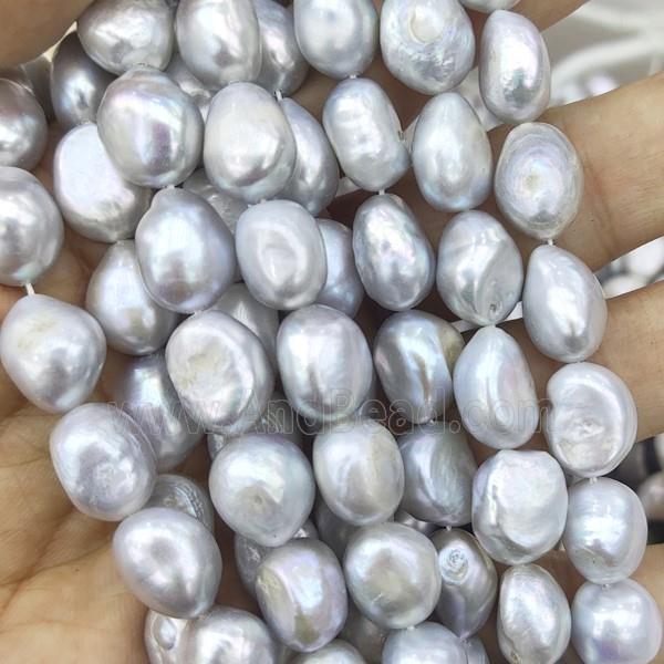 Natural Freshwater Pearl Beads, gray, freeform