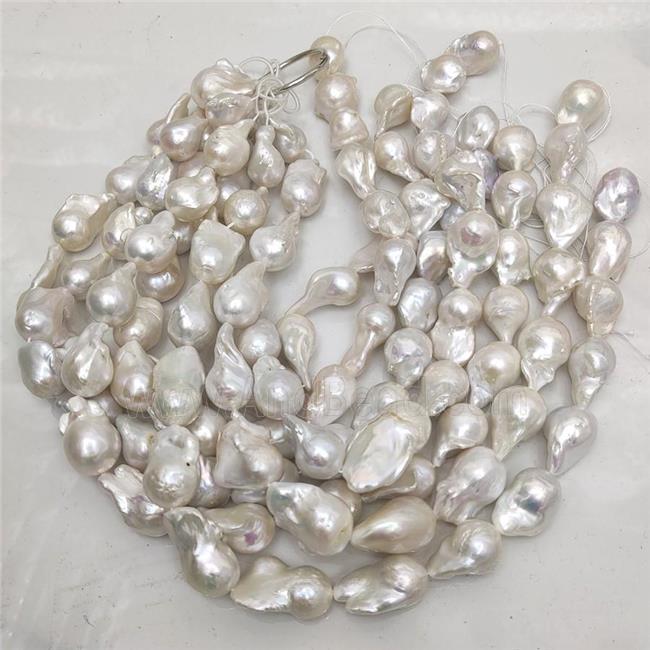 Edison Pearl Beads, freeform, white, AAA-grade