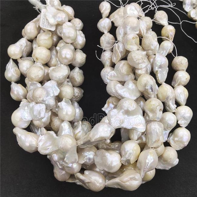 Edison Pearl Beads, freeform, white, C-grade