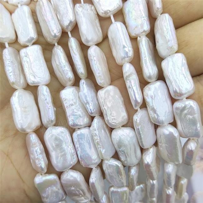 Baroque Style Natural White Pearl Rectangle Beads