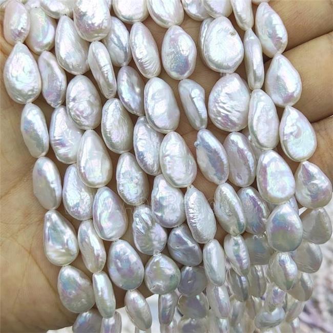 Baroque Style Natural White Pearl Teardrop Beads
