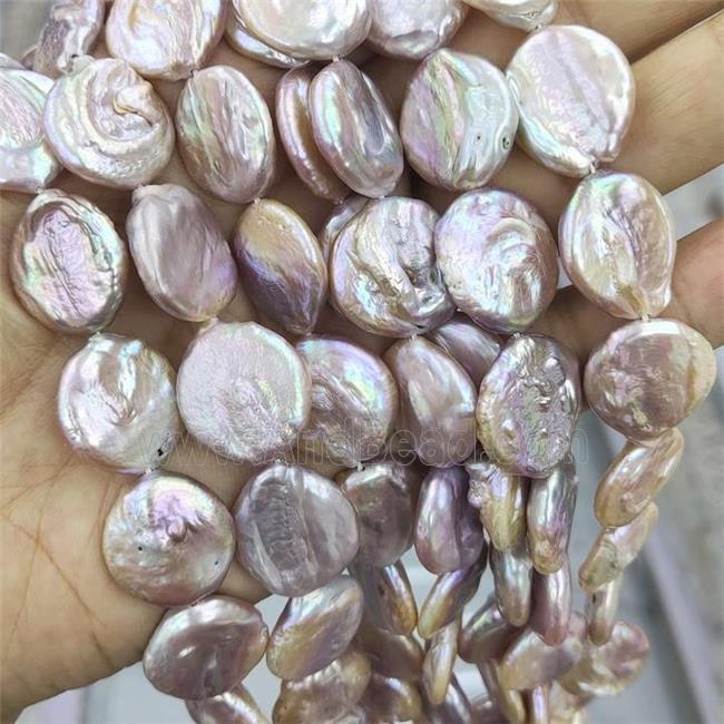 Baroque Style Natural Pink Pearl Coin Beads