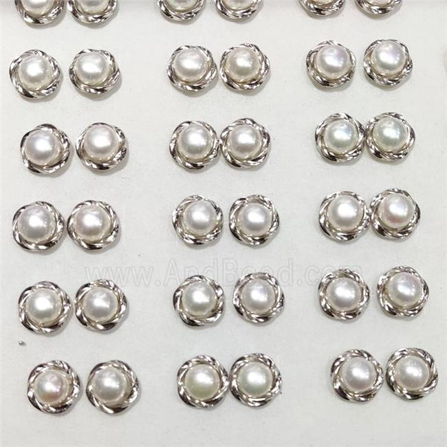 925 Sterling Silver Stud Earring With White Pearl 