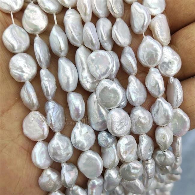 GraySilver Freswater Beads Coin Circle