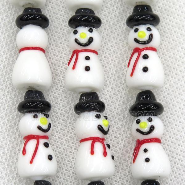 Lampwork glass snowman beads
