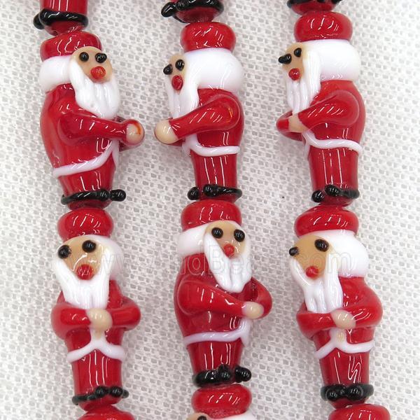 Lampwork glass beads, santa claus