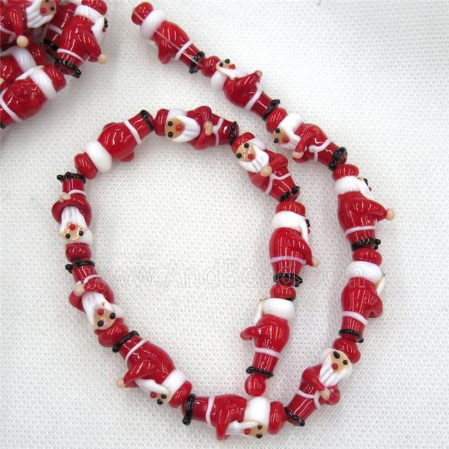 Lampwork glass beads, santa claus