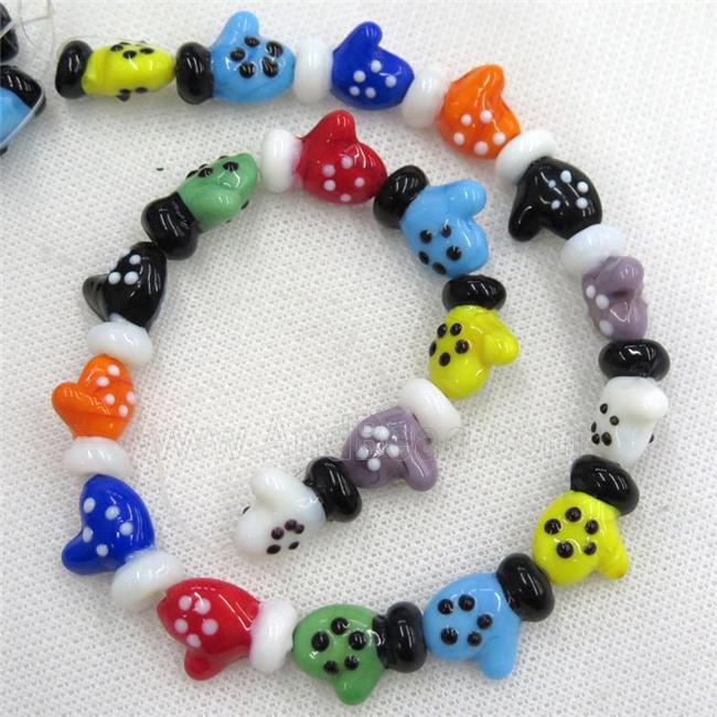 Lampwork glass beads, christmas glove