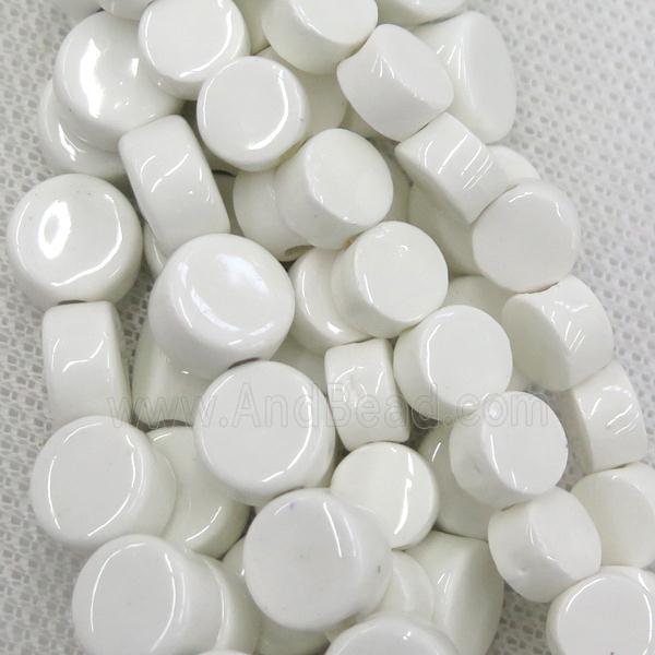 white Oriental Porcelain coin beads