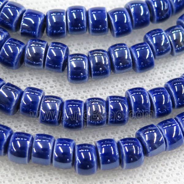 Oriental Porcelain heishi beads, deepblue enamel, electroplated