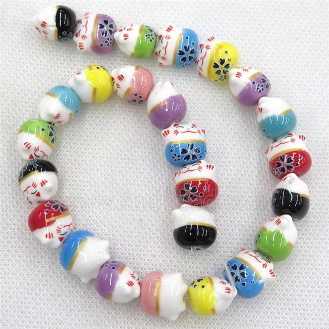 mixcolor Oriental Porcelain beads, fortune cat