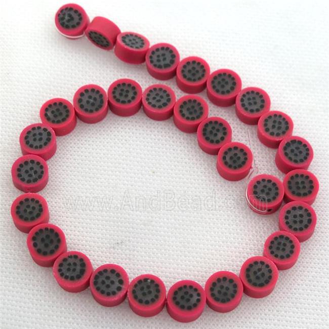 Polymer Clay Fimo Beads, Dragon fruit, red