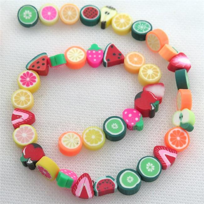 Polymer Clay Fimo Beads, fruit, mix