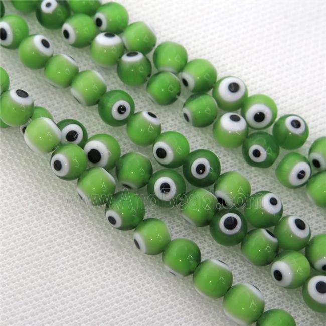 round green Lampwork Glass Beads with evil eye