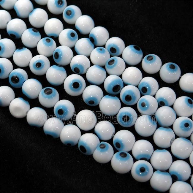 round white Lampwork Glass Beads with evil eye