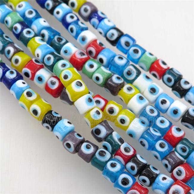 handmade Lampwork Glass Beads with evil eye, rondelle, mix color