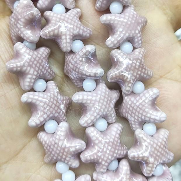 Porcelain Starfish Beads, electroplated