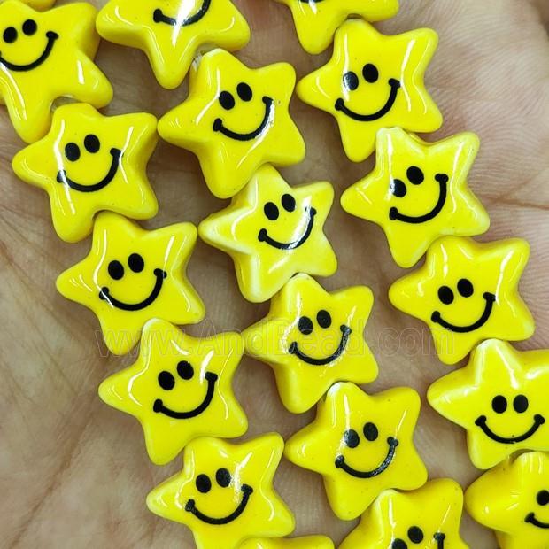 Yellow Porcelain Star Beads Smile Emoji